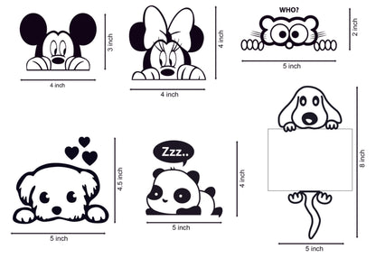 Vinyl Artistic Pets Switch Board Decal Sticker ( Black , Set of 6), Animal, Self-Adhesive