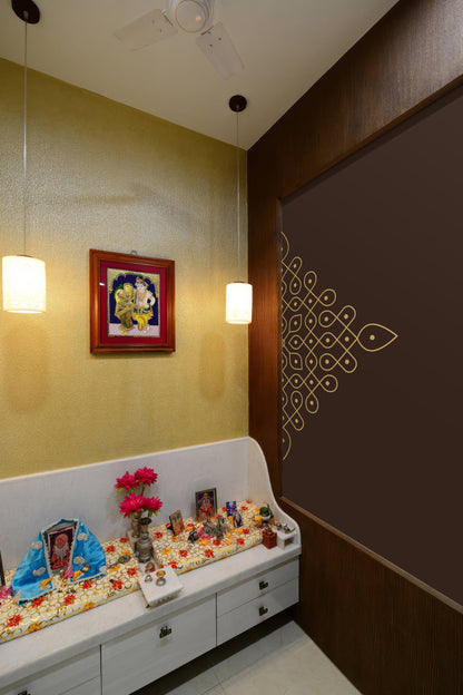 Kolam Wall Sticker - 25x50 Inch Half Rangoli Design for Home & Office Decor