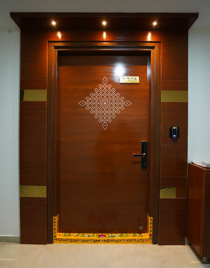 Kolam Wall Sticker (22x22inch Medium) - Decorative Indian Decor Accent for Any Room - Silver Colour