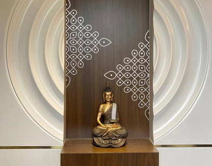 Kolam Wall Sticker (22x22inch Medium) - Decorative Indian Decor Accent for Any Room - Silver Colour