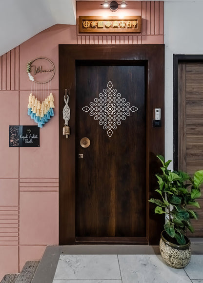 Kolam Wall Sticker (22x22inch Medium ) - Decorative Indian Decor Accent for Any Room - WhiteColour