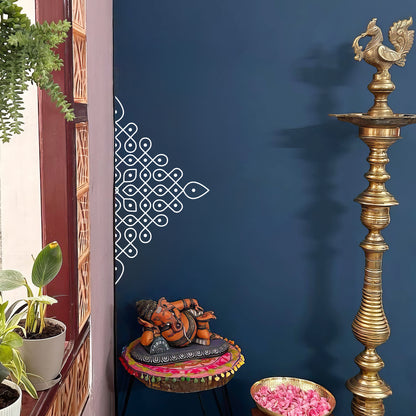 Kolam Wall Sticker (22x22inch Medium ) - Decorative Indian Decor Accent for Any Room - WhiteColour