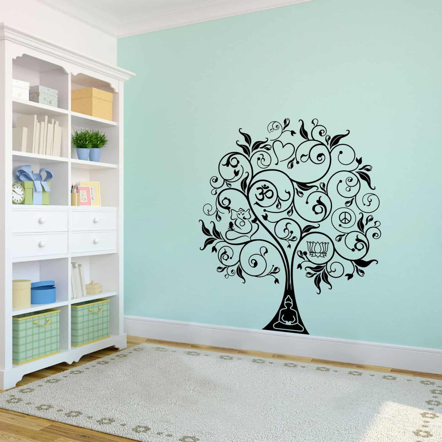 Om Peace Ganesha Buddha Tree Wall Sticker