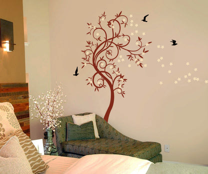 The Ent Tree Wall Sticker with Flowers