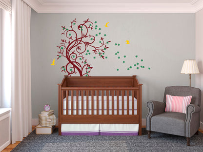 The Ent Tree Wall Sticker with Flowers