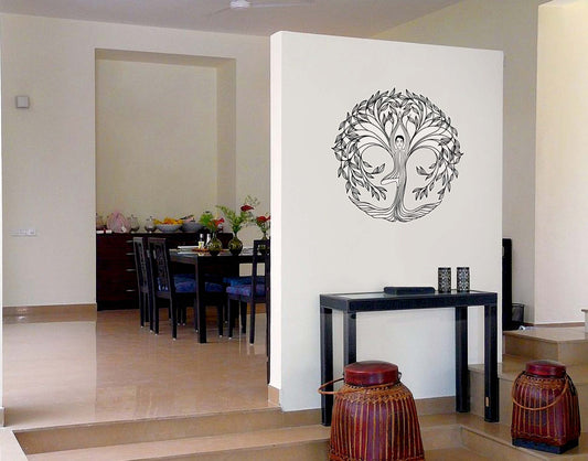 Vrikshasana Tree Pose mandala wall sticker