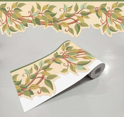 Flowers With Running Branches Wallpaper Border