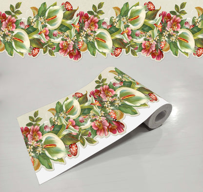 Multicolor Rose Flowers Wallpaper Frieze Border