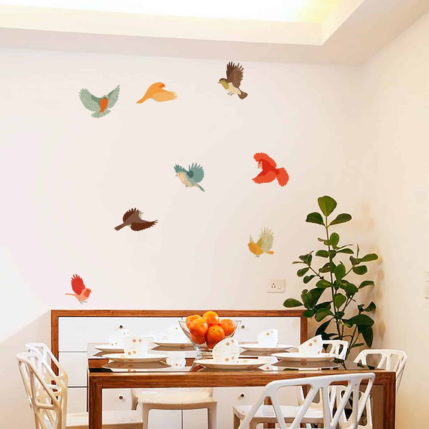 Colourful Fabric Birds Wall Sticker