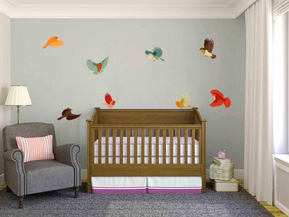 Colourful Fabric Birds Wall Sticker