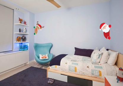 Santa and Deer Popping Wall Sticker