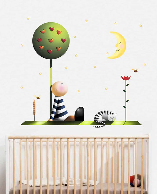 Boy and Cat Wall Sticker