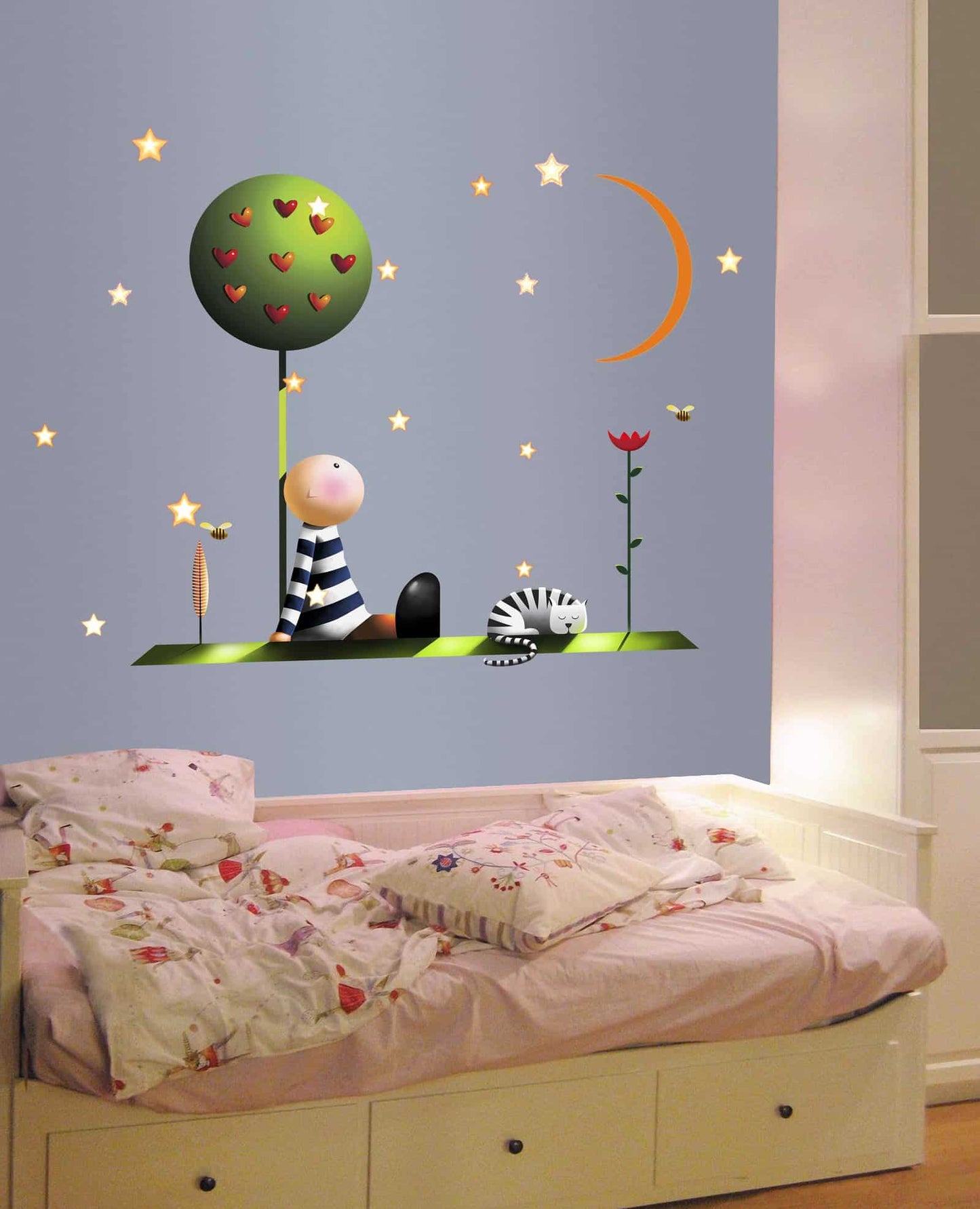 Boy and Cat Wall Sticker