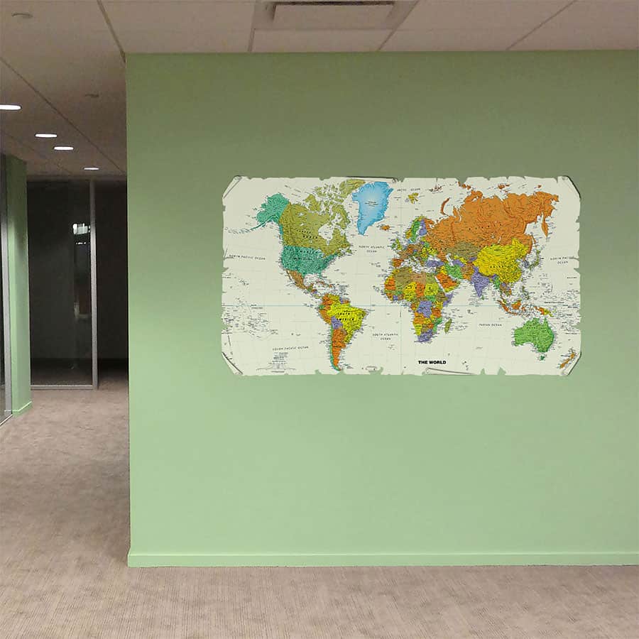 World Map in a Scroll Wall Sticker