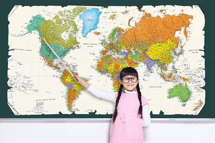 World Map in a Scroll Wall Sticker