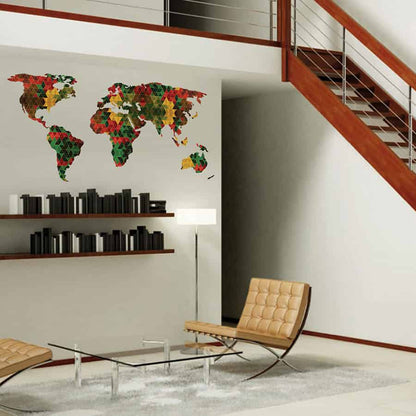 Triangle Pattern World Map Wall Sticker