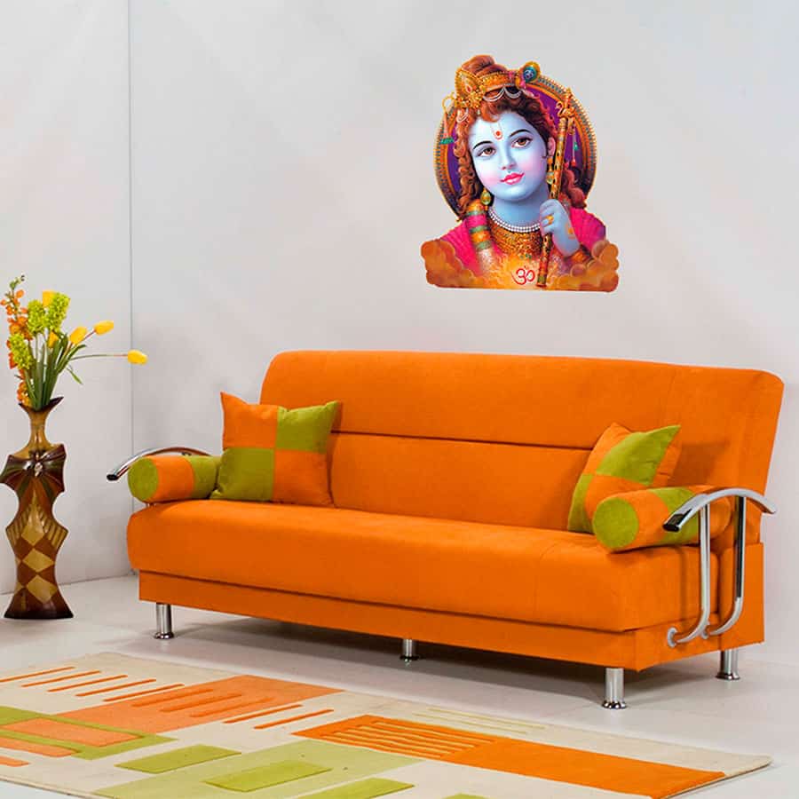 Beautiful Krishna Painted Wall Sticker