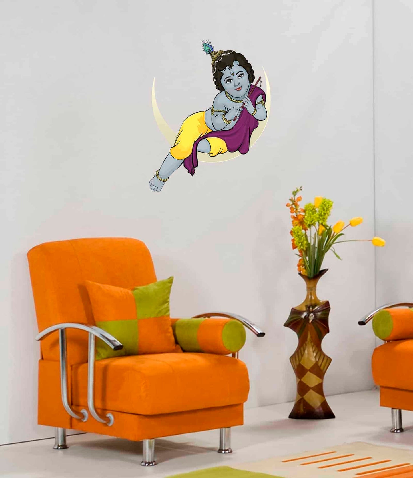 Baby Krishna Painted Wall Sticker