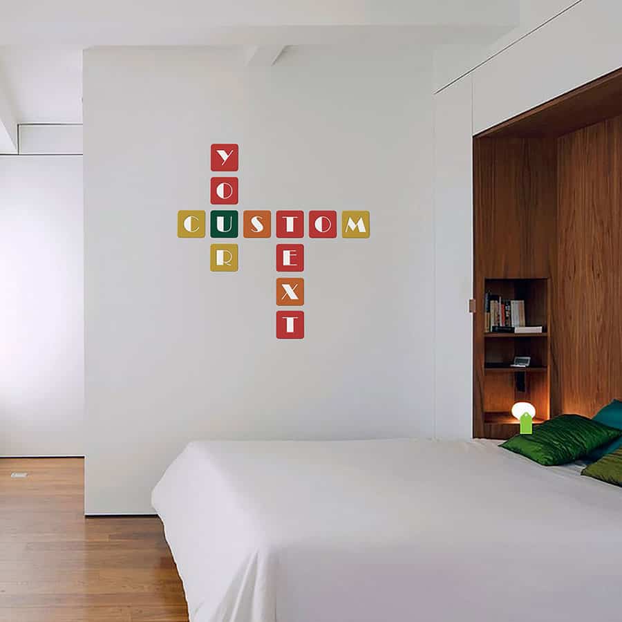 Colorful Square Letters Crossword Wall Sticker