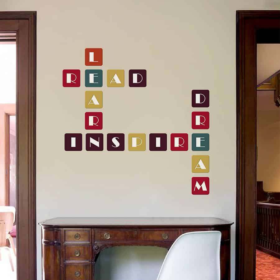 Colorful Square Letters Crossword Wall Sticker