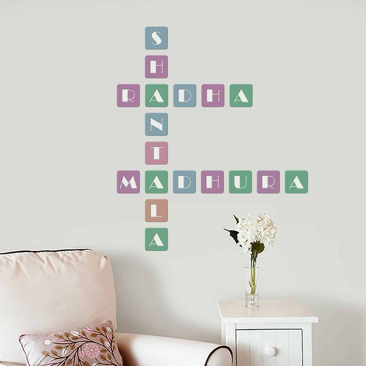 Colorful Square Letters Crossword Wall Sticker