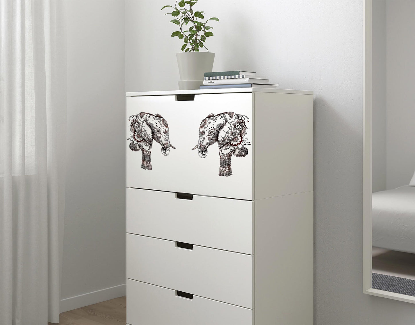 Indian Elephant Swan wall sticker