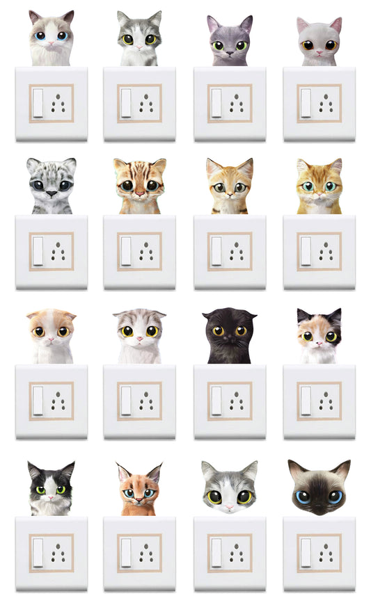 Cute Cuddly Cats Switchboard Sticker - Set of 16