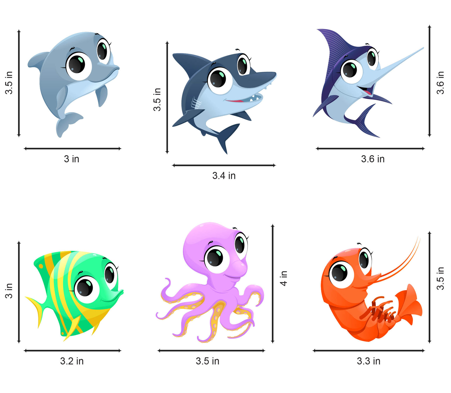 Colorful Cartoon Fish Switchboard Sticker - Set of 6