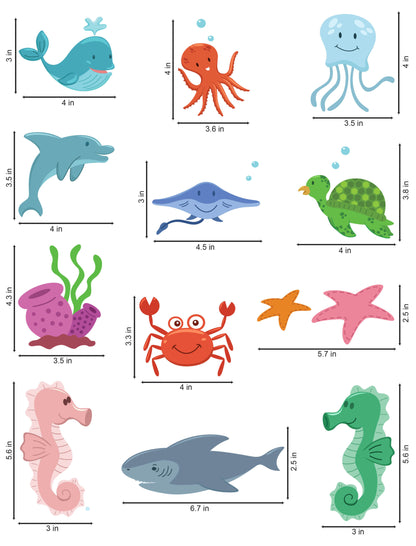 Colorful Sea Animals Switchboard Sticker - Set of 12