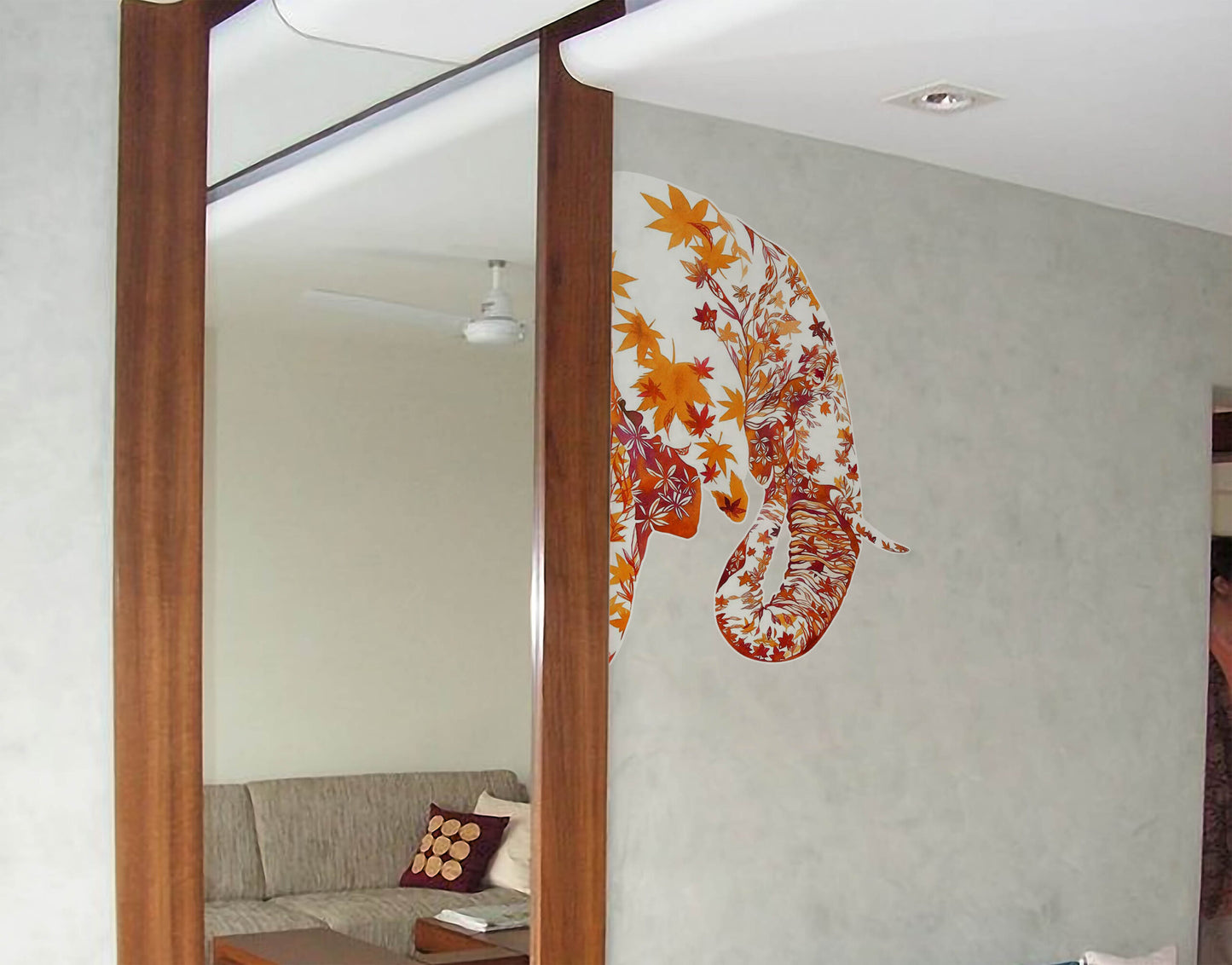 Different Countries Leaves elephant wall sticker