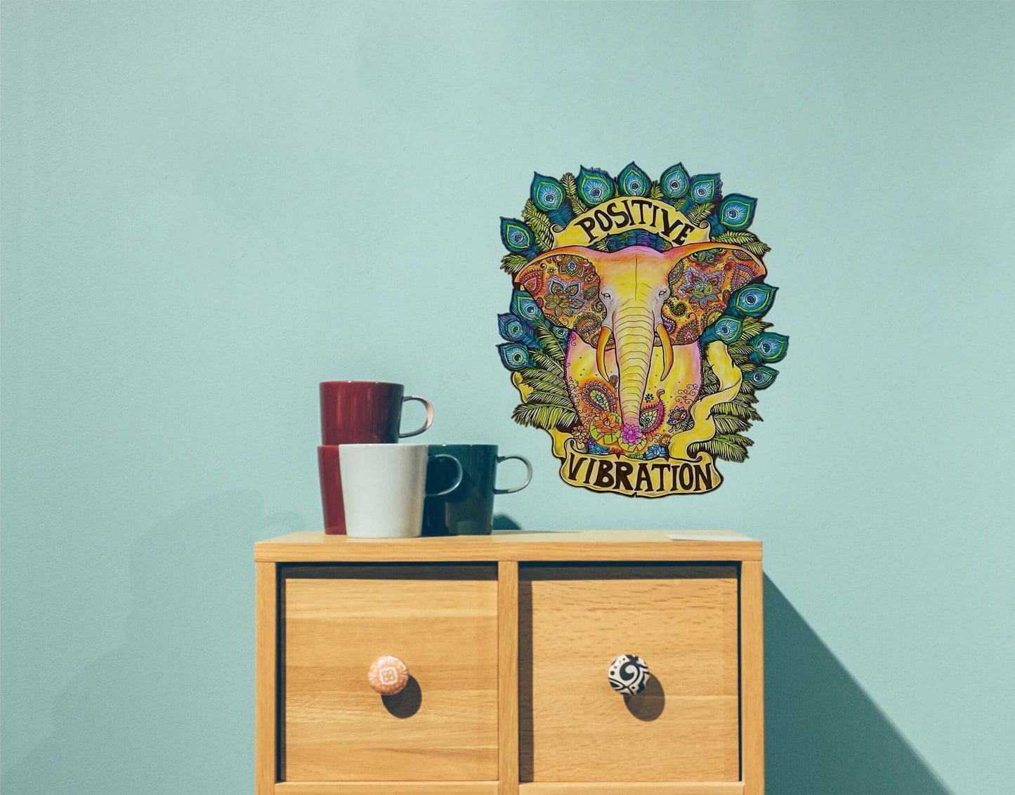 Positive Vibration Elephant Motivation Wall Sticker