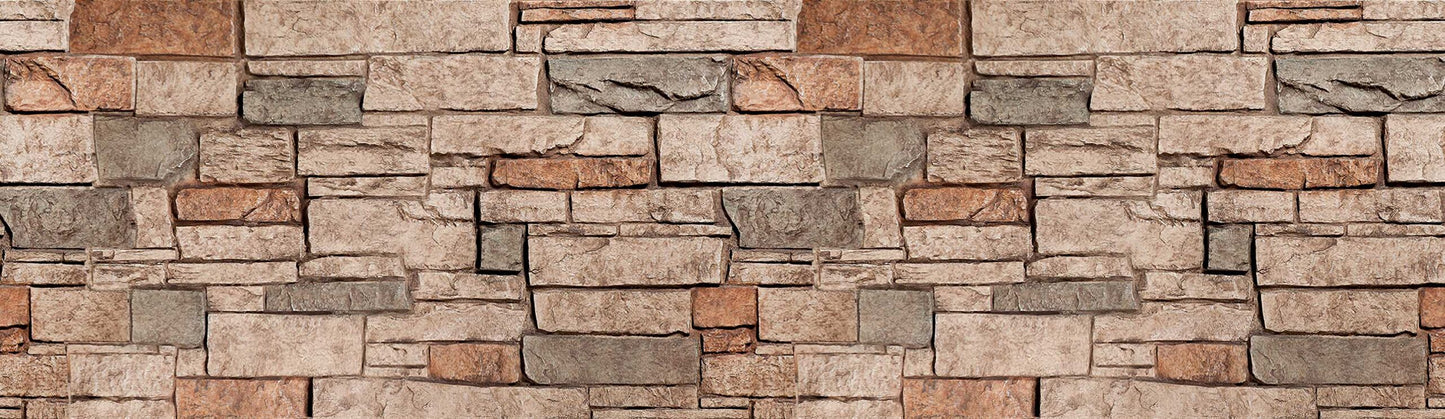 Stone Brick Wall Pattern Wallpaper Border For Bathroom