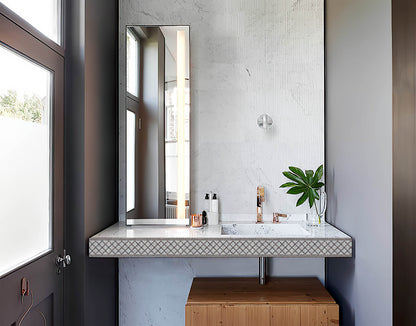 Grey Tile Geometric Pattern Border For Bathroom and Kitchen