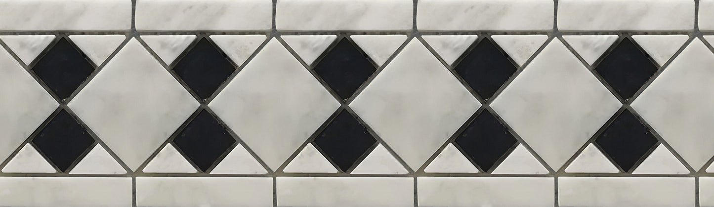 Marble Stone Inlay Diamond Tile Pattern Wall Border