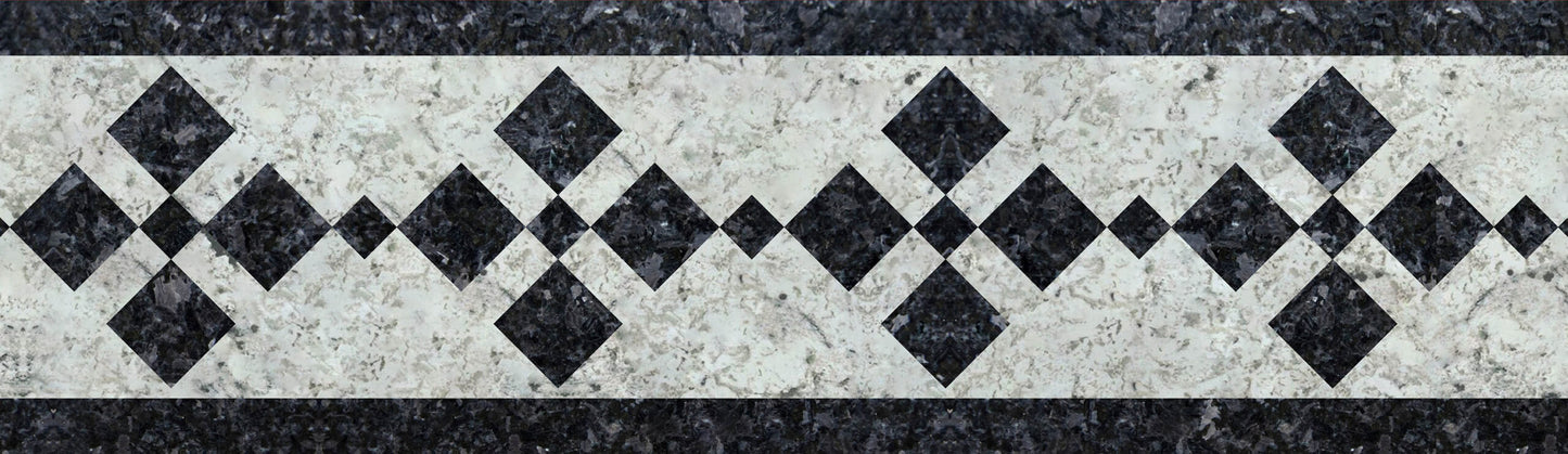 Marble Stone Inlay Multiple Diamond Pattern Border Decal