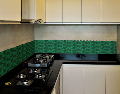 Leafy Emerald Tile Sticker - Waterproof Easy Clean Durable Vinyl Decorative Film for Kitchen Counter, Washbasin, Table, Wall, Cupboard