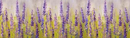 Grass and Purple Lavender Flowers Ornament Wall Border