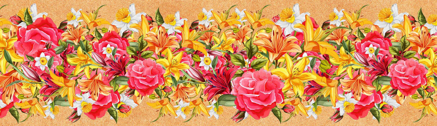 Artistic Multi Flowers Painted Modern Wallpaper Border