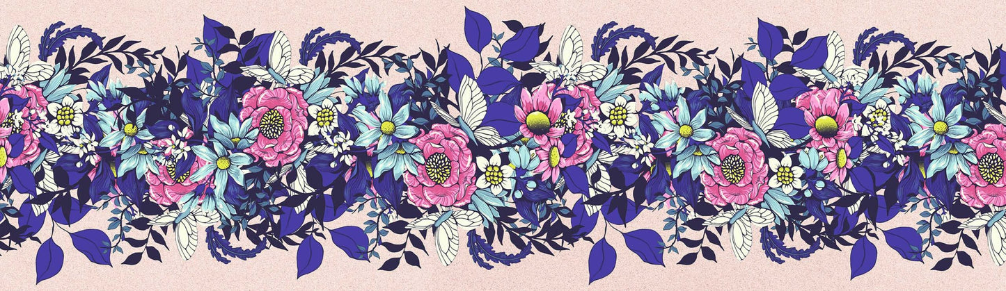 Pink and Blue Flowers Fine Decor Wall Border