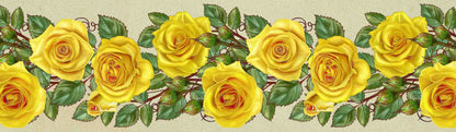 Yellow Rose With Leaves Flowers Painted Wall Border