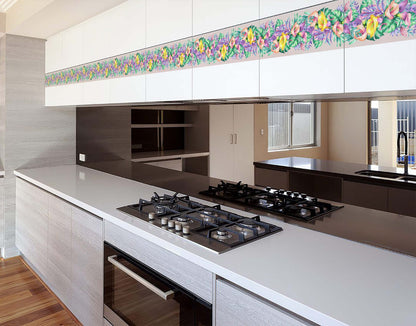 Multicolor Flowers and Leaves Painted Wall Border For Room