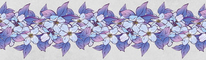 Blue Columbine Flowers With Leaves Wallpaper Frieze Border