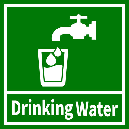 Safety "Drinking Water" in Green Foam Sign Board - 7 in x 7 in