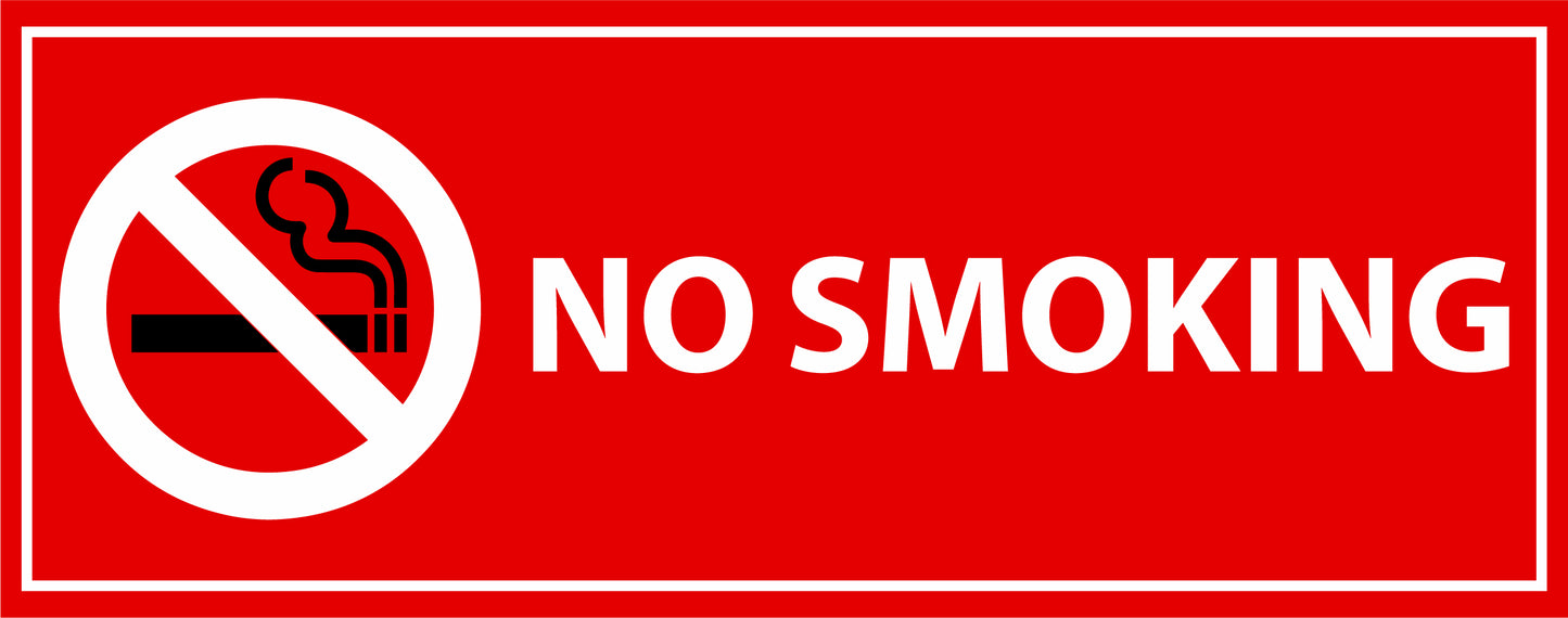 Warning "No Smoking" in Red Sun Sign Board - 16.5 in x 7 in