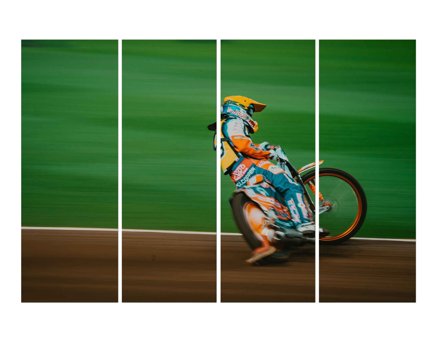 Man Riding Speedway Motorcycle Panning Wall Art Painting