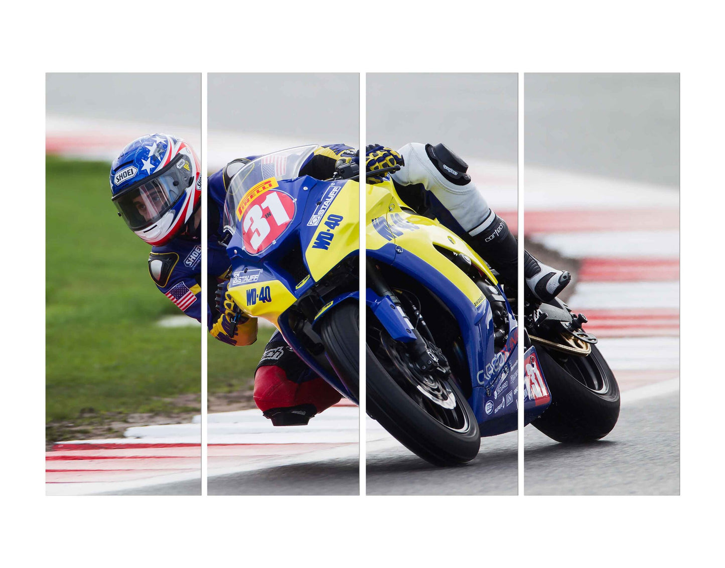 Speedway Blue Motorcycle Race Panning Wall Digital Print