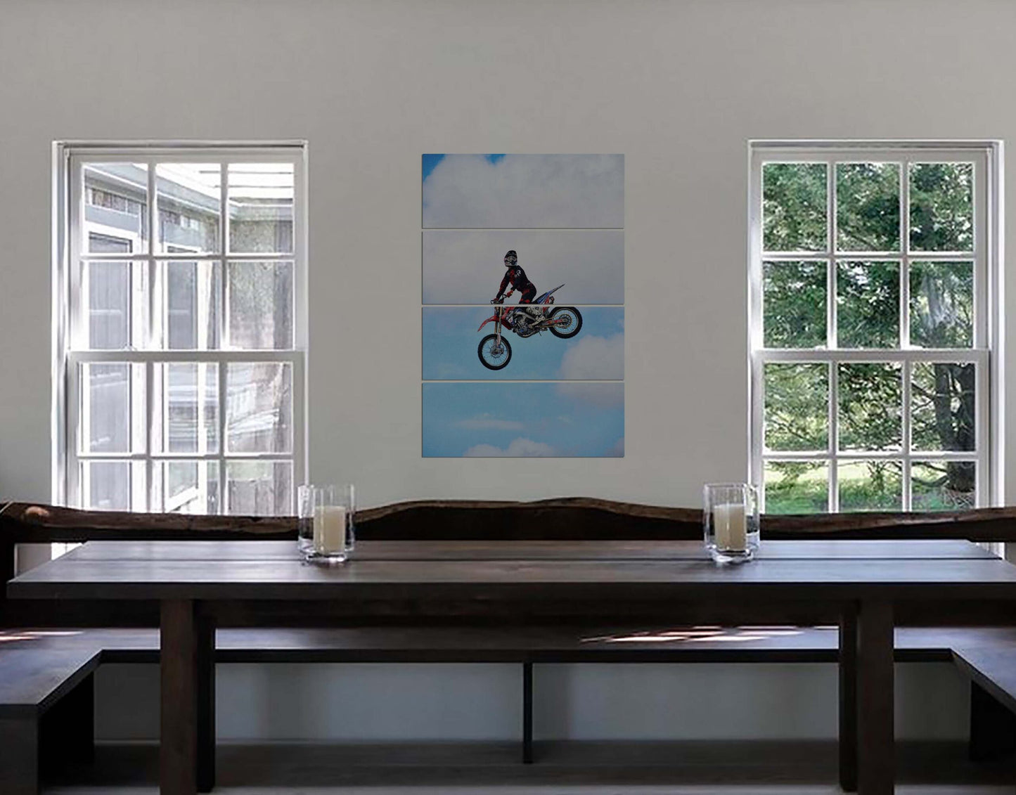 Stunt Man Riding Dirt Bike on Air Wall Photo Print