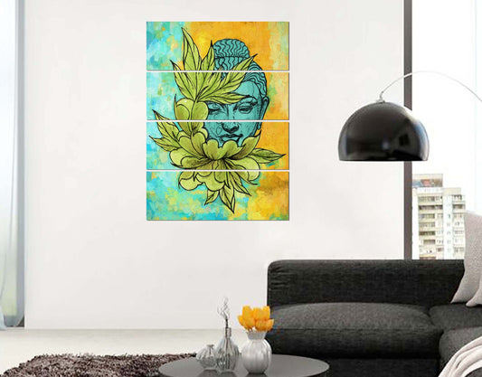 Peaceful Lord Lotus Buddha Painting Art Wall Art Print