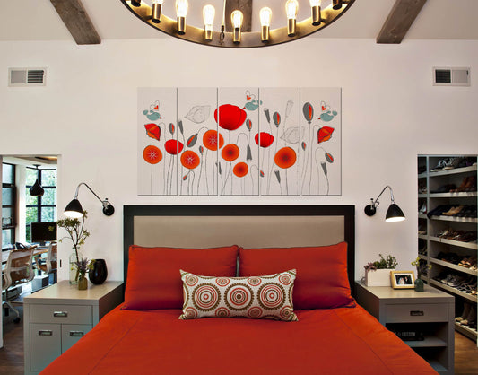 Set of Beautiful Poppies Illustration1 Wall Wall Painting