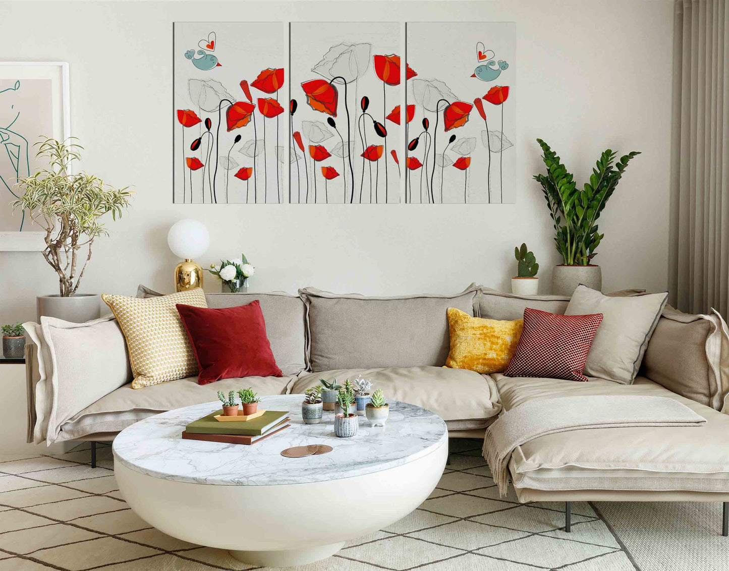 Set of Beautiful Poppies Illustration2 Wall Painting